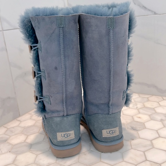 UGG Australia Bailey Button Triplet Dolphin Blue Leather Boots Women’s Size 6 - Picture 5 of 16